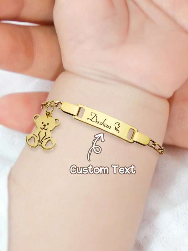 1 Stück personalisiertes niedliches Edelstahl Armband für Jungen und Mädchen - Armband mit Bär/Schmetterling/Herz/Krone Accessoires, Geschenk zur Einschulung, Geburtstag, Lustige Geschenkideen für Jungen und Mädchen