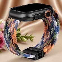 Elegant Braided Nylon Watch Band With Magnetic Buckle For Apple Watch Series 10 46mm 42mm 9 8 7 45mm 41mm Se 6 5 4 44mm 40mm Band 3 42mm 38mm Strap - S10-42 41 40 38mm - View 9