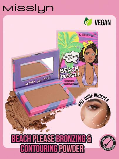 Misslyn Bronze Contouring Powder - Essential For Beach Makeup! High-Pigment, Fine & Smooth Powder Formula With Mirror. Long-Lasting, Lightweight & Breathable, Easy To Blend. Ideal For Y2K-Inspired Makeup Looks, Perfect For Parties, Beach, Travel, Vacation, Camping, Outdoor Activities. Best Travel & Holiday Makeup For The Fashionable Rose-Tinted Girl.