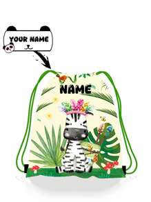 单只装，纤薄设计。可定制的抽绳口袋饰有可爱的动物图案，并可印上您的名字或节日祝福语。打造专属您的背包。这款背包非常适合女孩、男孩和青少年日常使用，包括郊游、旅行、运动、游泳、徒步旅行和其他户外活动。返校时尚之选。 - 綠色 - 查看 8