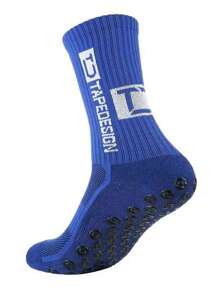 1 Par de Meias Esportivas de Futebol Antiderrapantes com Impressão de Letras para Uso Externo, Cano Médio, Masculinas