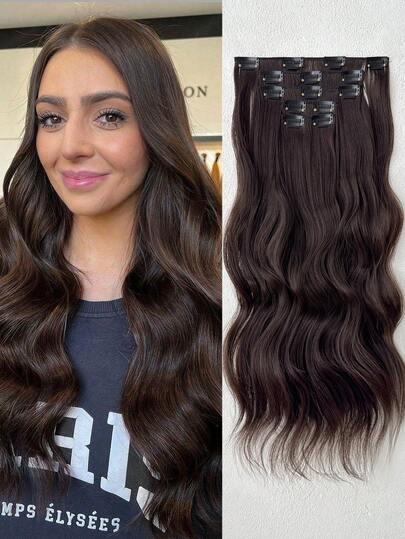 Clip In Hair Extensions Black Color 14 CLips 22 Inch Long Straight Hair Extension For Women Full Head Synthetic Hair Extensions Hairpieces 5 PCS Set