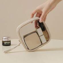 Bolsa de almacenamiento de cosméticos de PU transparente, bolsa organizadora de gran capacidad para mujeres, bolsa de maquillaje portátil para viajes, bolsa de maquillaje, bolsa de cosméticos, bolsa de aseo, artículos esenciales para viajes, artículos esenciales para cruceros, artículos esenciales para vacaciones para hombres y mujeres