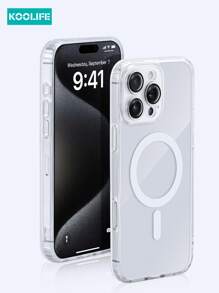1pc Koolife Magnetic Wireless Charging Full Body Protective Case With Lens Film, Anti-Fall Airbag, PC+TPU Material, Compatible With Apple 17 Pro Max/17/17 Pro/17 Air/11/12/12 Pro/12 Plus/13/13 Pro/13 Pro Max/14/14 Pro/14 Pro Max/15/15 Plus/15 Pro/15 Pro Max/16/16 Plus/16 Pro/16 Pro Max/16e - White - View 1