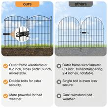 Decorative Garden Fence Animal Barrier With Gate, Dog Rabbit Fencing Arched Rustproof Metal No Dig Pet Outdoor Garden Fence For Yard, Patio, Flower Bed - 黑色 - 查看 4