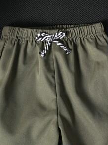 2pcs Young Boy Camo Bear Print Short Sleeve T-Shirt And Shorts Set