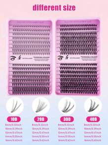 640 Pieces Of 10D+20D+30D+40D+50D+60D+80D+100D Fine Hammer Fixed Eyelash Extension Kit D Single Natural Volume Can Be Reused, Lightweight, Easy To Apply Eyelashes, Suitable For DIY Eyelash Extension