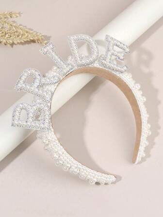 סרט ראש לכלה משובץ פנינים 1pc, למסיבת רווקות, מסיבת רווקות, חתונה, אירוסין וארוחת חזרות