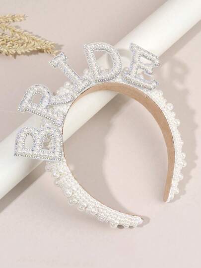 1pc Bridal Pearl Crown Headband, For Bachelorette Party, Bridal Shower, Wedding, Engagement, And Rehearsal Dinner