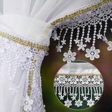 Set Of Velour Curtains With A Voile 400x160cm LUIS A Set Of Two Curtains With A Voile Decorated With Guipure And Golden  The Velour Curtain Set With The Voile LUIS Is An Incredibly Elegant Decorative Element That Will Add A Unique Character To Any Interior. It Is Undoubtedly A Great Combination That Makes The Window Arrangement Look Interesting While Beautifully Covering It. A Charming Set For Any Window The LUIS Set Is Available In Several Color Versions. What Distinguishes This Set From Other Ready-Made Curtains And Voiles? Perfect Color Matching And The Use Of Interesting Decorative Elements. The Curtains Are Made Of Soft Velour Material, Which Brings Coziness To The Room. The Central Element Of The Set Is A Voile Decorated With A Ribbon With Golden  And Delicate Guipure. Both The Curtains And The Voile Can Be Gathered Using The Included Ribbons With . This Set Fits Perfectly In A Children's Room, Living Room, Bedroom, And Kitchen Window. - Army Green - View 4