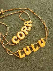 1 Peça Pulseira Personalizada Customizada com Nome Estilo Europeu e Americano em Ouro 18k, Pulseira de Algema Personalizada com Nome, Pulseira Minimalista, Estilo Acadêmico, Aplicação de Letra, Temporada de Volta às Aulas, Presente para Estudantes, Amigos e Melhores Amigos