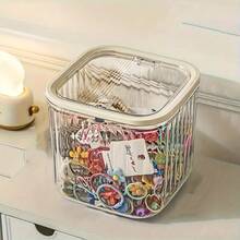 1pc Acrylic Transparent Flip-Top Organizer Box, Drawer Storage Holder, Vanity Desktop Makeup Jewelry Box, Suitable For Dressing Table, Bedroom, Mother's Day Gift