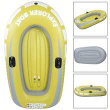 1pc PVC Inflatable Recreational Boat/Dingy, 2-Person Inflatable Fishing Boat/Raft, Floating Vessel, Boat Body Only (Excluding Accessories) - Yellow - View 2