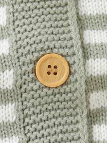 New Striped Knit Long Sleeve Jumpsuit For Infants And Toddlers - Green - View 6