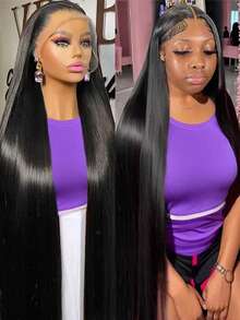 30-34英寸直发越南原生人发假发，180%密度，13x4蕾丝前假发 - Natural Black - 查看 2