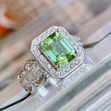1 Exquisite Synthetic Gemstone Setting Ring, Suitable For Women's Daily Casual Parties, Banquets, Jewelry Gifts - 銀色 - 查看 8