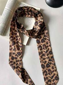 1pc Fashion Leopard Scarf Polka Dot Narrow Women Belt Long Leopard Print Headband Women