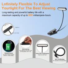 Yogle Buch Leselampe für's Bett mit Memory-Funktion - 3 Farbtemperaturen, die Augen schonen, stufenlose Helligkeitseinstellung