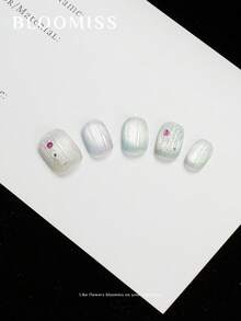 10片手工制作短款按压指甲，手绘制作，夏季指甲，可重复使用假指甲美甲用品指甲