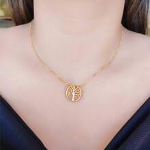Elegant Tree Of Life Pendant Necklace With Zirconia, 925 Silver Or 18k Gold Plated - Vàng - Xem 1