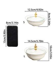 1 件陶瓷碗、装饰碗、水果碗、家用厨房和餐厅水果碗、零食糖果盘、甜点沙拉碗、蛋糕盘、罐子，适用于婚礼、派对、礼物、生日 - 彩色 - 查看 8