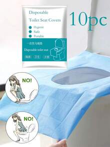 超大一次性防水马桶座套，无纺布材质，独立包装，粘性好，卫生，适用于旅行、酒店、公共卫生间、飞机、如厕训练浴室配件 - 藍色 - 查看 7
