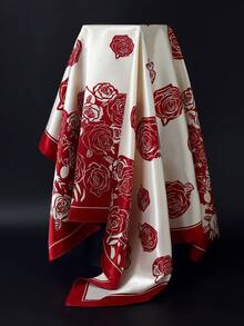 1 Stück Boho-Stil bedruckter eleganter Schal, Tuch, Haarband für Frauen, aus Seidenstoff, geeignet für den täglichen Gebrauch