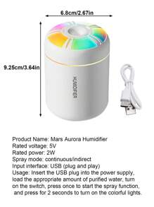 1pc Aroma Diffuser With Color Changing Light, Portable USB Powered Night Light, Air Humidifier For Home, Office, Bedroom, Car, Quiet Desktop Colorful Lamp