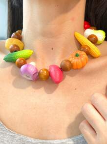 1pc Charming Vegetable Shaped Unique Design Colorful Women Necklace, Suitable For Vacation, Party, Minimalist Outfit Accessories