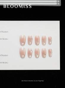 10 Pieces Of Handcrafted Press On Nails Short , Pink Nails ,Hand-Painted Production, Summer Nails , Reusable Fake Nails Nail Supplies Nails