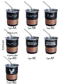 300ML Stainless Steel Cup For Coffee Iced Coffee Cup Camping Mug With Straw Lid Portable Tea Mug For Outdoor Travel Camping Drinkware Back To School