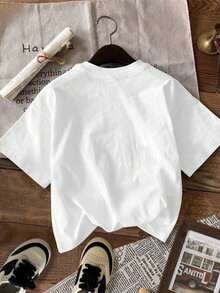 Women's Summer Tops, Cartoon Print Women's Clothes, Short Sleeve Women's Casual T-Shirts, Summer Tops, Shirts, Women's Summer Clothes, Summer Clothes, Women's Graphic T-Shirts, Women's Tops, White Tops - 白色 - 查看 2