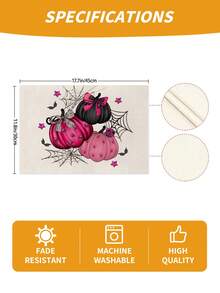 4pcs/6pcs/60pcs Halloween Placemats, Pink Pumpkin, Spider Web, Skull, Bat & Letter Linen Placemats, Dirt-Resistant For Home, Restaurant, Dining Decoration - Multicolor - View 11