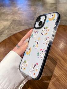 1 件卡通宇航员图案透明手机壳，地球，火箭卡通图案手机壳，透明，柔软 TPU 黑边保护壳，兼容 手机壳 - 彩色 - 查看 3