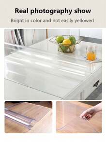 1 buc. Material transparent din PVC, grosime 1,0 mm/1,5 mm/2,0 mm, dreptunghiular, minimalist, pentru protecția suprafeței mobilierului, din cristal, potrivit pentru măsuța de cafea, noptieră, dulap, masă, birou de calculator, birou de birou și diverse suprafețe de mobilier, sticlă moale de protecție, față de masă, esențială pentru viața de zi cu zi, aplicabilă pentru toate anotimpurile
