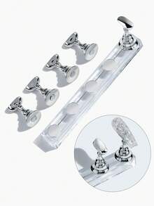 2pcs Magnetic Nail Holders Pink And Silver False Nail Practice Display Stand For Beginners And Nail Salon Supplies Nail Art Tools - Multicolor - View 3