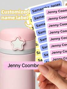 1-192pcs Transparent Waterproof Vinyl Name Labels - Customizable Cute Stickers, Suitable For Children's School Supplies/College Dorm Organization/Sports Gear, Reusable Iron-Free Identity Labels For Lunch Boxes/Water Bottles/Gym Bags, Essential For Daycare/Nursery, Baby Shower Gift Set - Multicolor - View 1