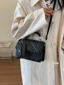 Bolso de mujer de alta calidad, de moda y versátil para el hombro/cruzado, bolso cuadrado, verano 2025 - Negro - Ver 5