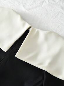 Rochie de fete tinere, cu mâneci lungi și rever blocat în culori, stil dulce și drăguț, potrivită pentru purtare toamnă-primăvară