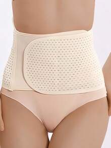 收腹塑形腰带，可调节腰围，带透气网眼衬垫 - 杏色 - 查看 3