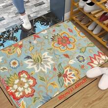 1 pieza, Decoración para el hogar, Alfombra, felpudo o tapete de cerámica de diatomita con patrón floral vintage impreso, antideslizante, rectangular con impresión 3D, apto para sala de estar, dormitorio, pasillo, baño, lavandería - Alfombras de poliéster, aptas para decoración de interiores y exteriores del hogar