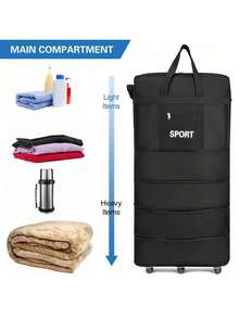 Maletón expandible, maleta rodante plegable para viajes y viajes de negocios - Negro - Ver 4