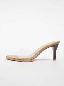 Giày mules nữ mùa hè mới, sandal cao gót mũi vuông, gót nhọn - màu nâu - Xem 7