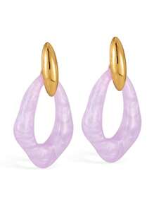 1 par de pendientes de acero inoxidable, pendientes de resina multicolor para el verano, joyería adecuada para que las mujeres usen al salir y en cualquier ocasión