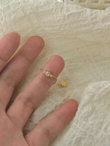 1pc S925 Silver Plated 14K Gold Olive Green Zirconia Adjustable Soft Ring For Women, Hypoallergenic Niche Design Midi Ring - Yellow Gold - View 11