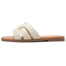 Dressy Summer Flat Sandals With Square Open Toe - Nude - View 7