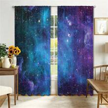 2Pcs Galaxy Curtains Space Cosmic Universe Stars Blackout Window Curtains Thermal Insulated Drapes For Living Room Bedroom Kitchen Bathroom Home Decor Fantasy Sky Space Theme Curtains Aesthetic Room Decor Cortinas Para La Sala 3D Digital Printing Window Treatment Tapestry Wall Hanging Art Decoration