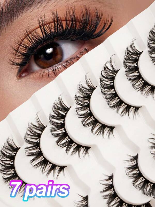 10 Pairs Natural Cross Curly False Eyelashes, Cosmetics
