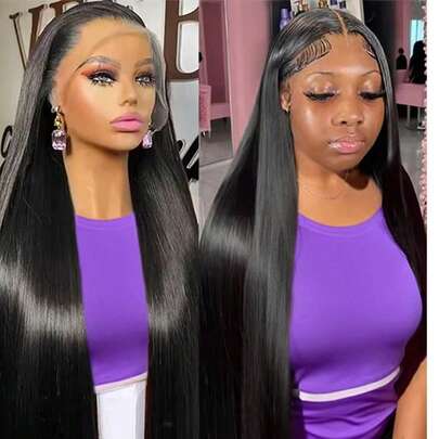 30-34英寸直发越南原生人发假发，180%密度，13x4蕾丝前假发