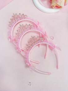 1 pezzo Cerchietto con corona rosa come accessorio per capelli per bambine, fermaglio per capelli con farfalla carino, cerchietto per principessa